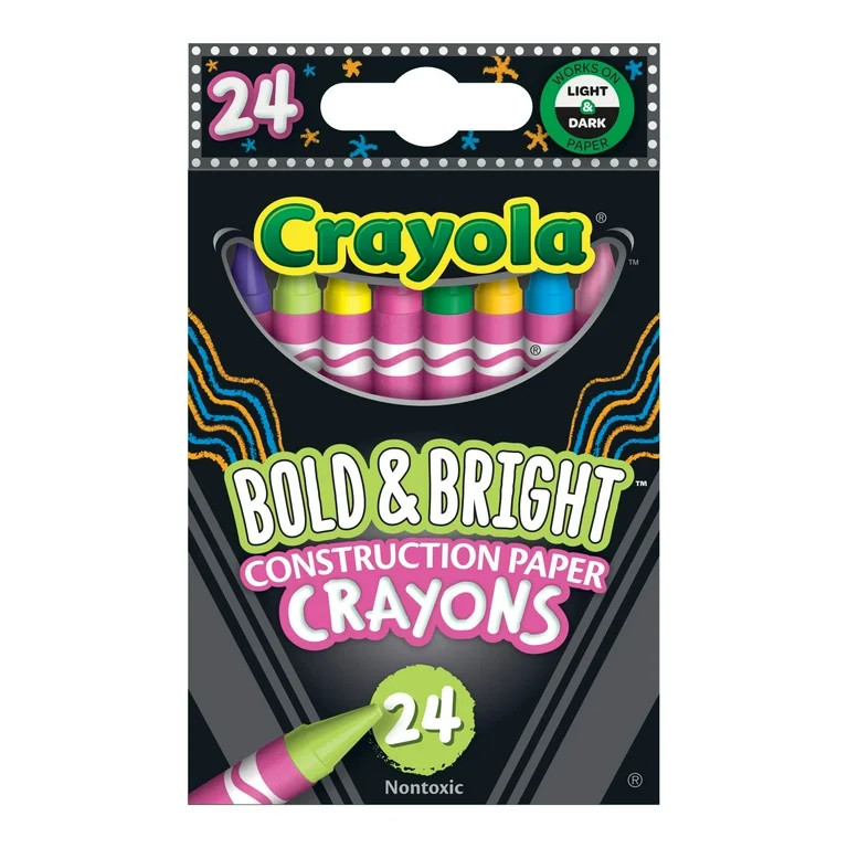 Crayola Construction Paper Crayons, Back to School Supplies, Teacher Supplies, 24 Ct | Walmart (US)