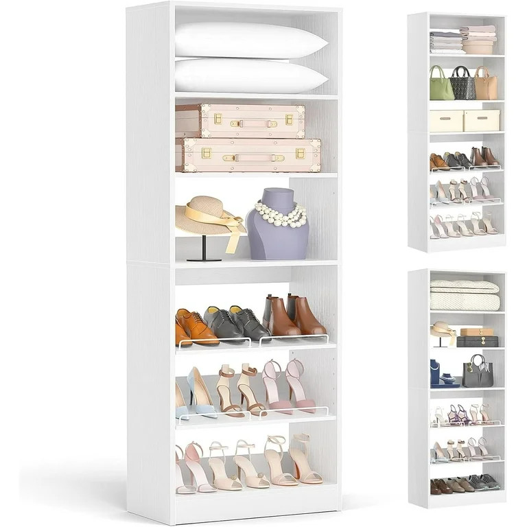 Homieasy Closet System, 25 Inch Freestanding Closet Shoe Organizer, Standalone Wood Shoe Shelves,... | Walmart (US)