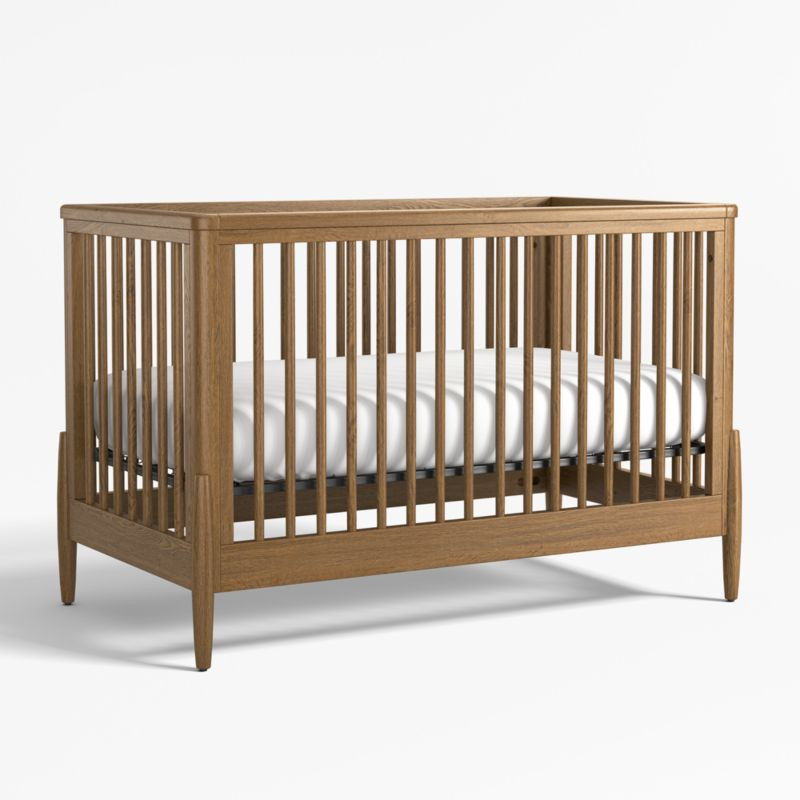 Bodie Flax Brown Wood Convertible Baby Crib + Reviews | Crate & Kids | Crate & Barrel