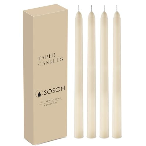 Simply Soson Ivory Taper Candles 10 inch Dripless, Set of 4, Dripless Taper Candle Sticks, Tall Candlesticks Long Burning Perfect for Dinner, Wedding, Party or Christmas Tapered Candles Decor | Amazon (US)