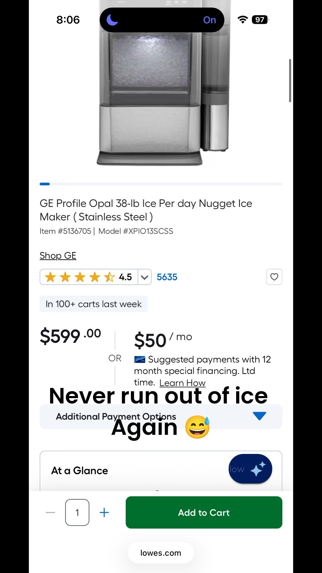 I ordered this last minute for same day delivery because the thought of running out of ice over the holiday was stealing my joy. Happiness is…hosting without concern that the supply will not meet the demand.  