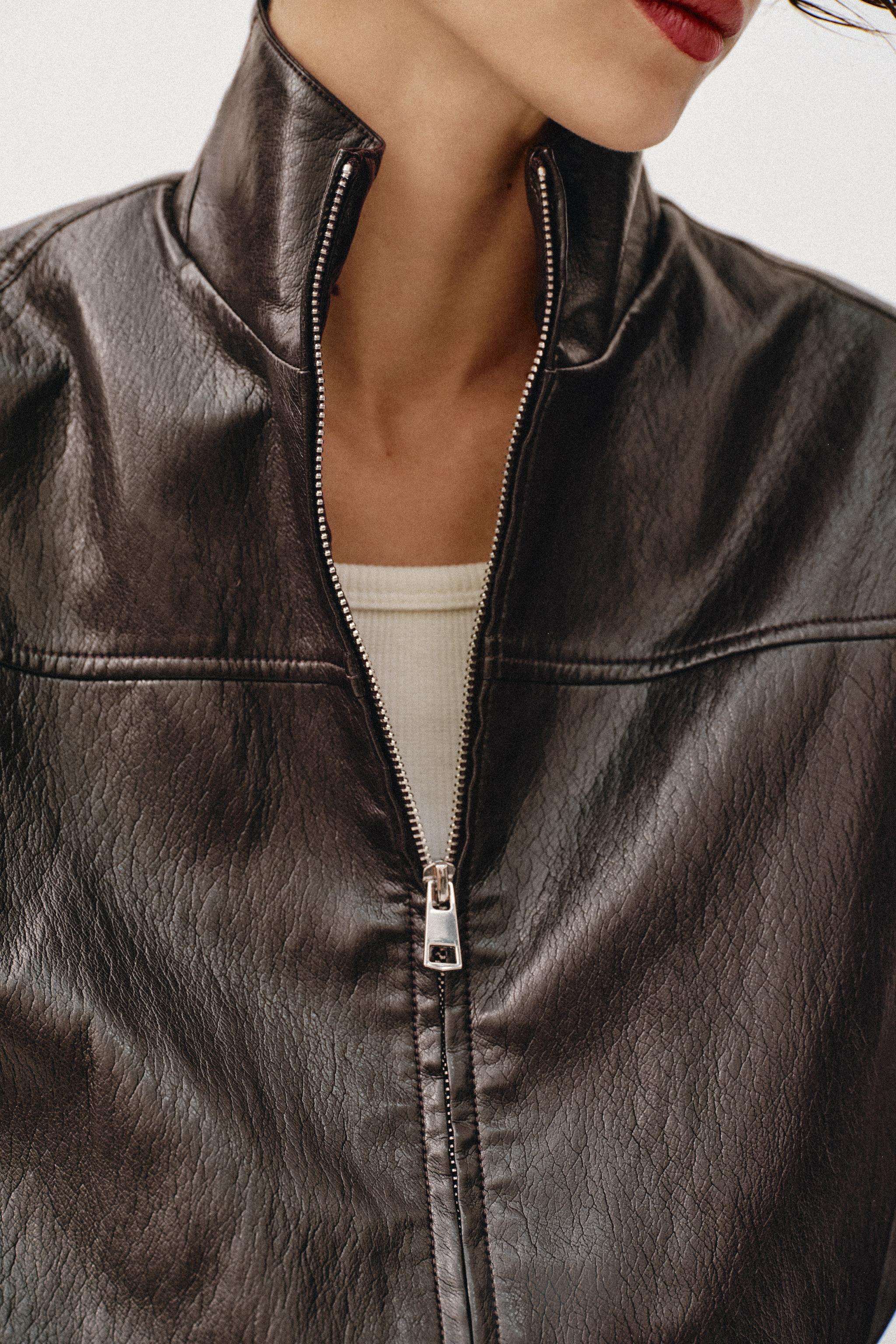 CROPPED FAUX LEATHER BOMBER JACKET | Zara Canada