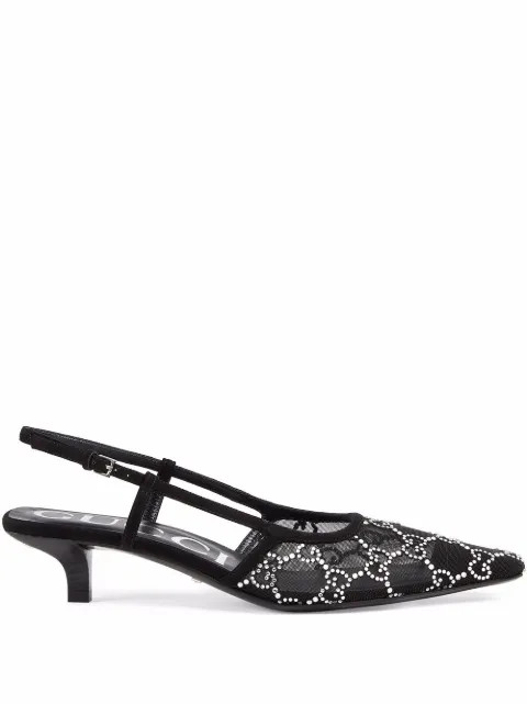 Gucci GG Slingback mesh-panel Pumps - Farfetch | Farfetch Global