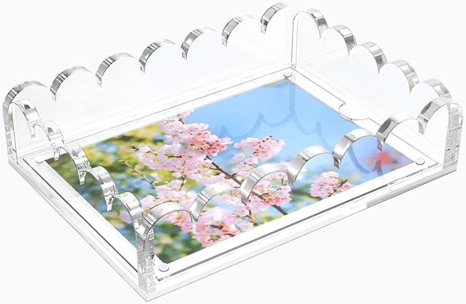 LUGUNU Scalloped Acrylic Tray with Magnetic Mat – Customizable for Photos, Artwork, or Messages... | Amazon (US)