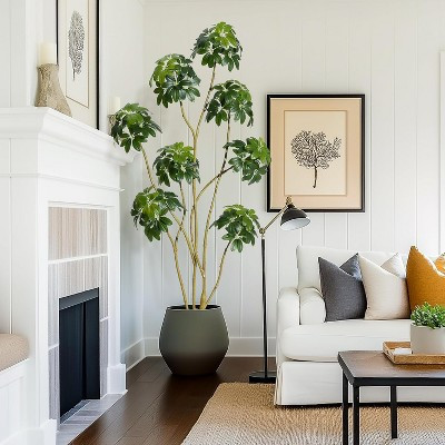 6Ft Artificial Umbrella Schefflera Tree, Tall Faux Tree in Decorative White Planter with Multiple Trunks Design for Home Office Porch Door Decor | Target