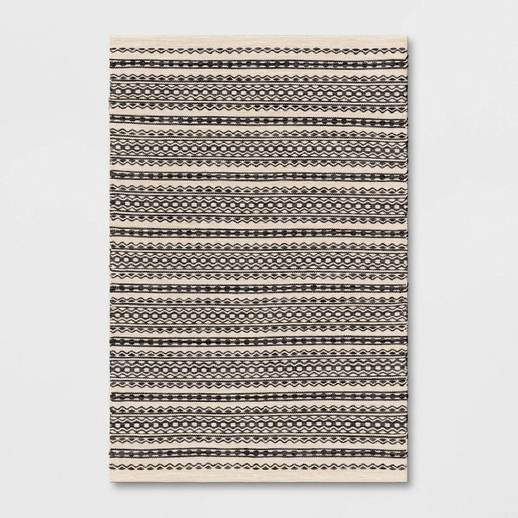 Norwalk Washable Striped Rug Black/Tan - Threshold™ | Target