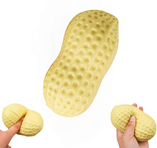 Giant Peanut Squishies Stress Ball – Soft Squeezable Fidget Toy, Slow-Rise Decompression Stress Toy for Adults, Food Fidget for Prank & Easter Gifts & Desk Decor, 11cm (1 pc) | Amazon (US)