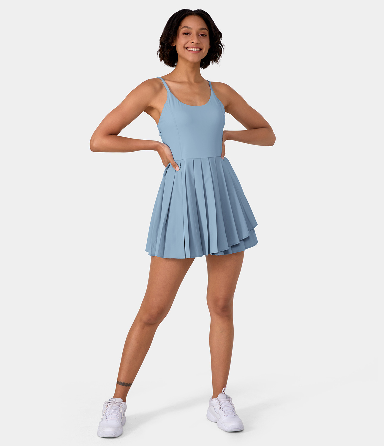 Women's Backless Side Pocket 2-Piece Pleated Barre Ballet Dance Dress - HALARA | HALARA