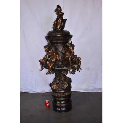 Impressive Large Cupid Fountain Made of Bronze Statue Size: 32" x 28" x 61"H | Wayfair North America