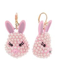 Pink Pearl Easter Bunny Earrings | TJ Maxx