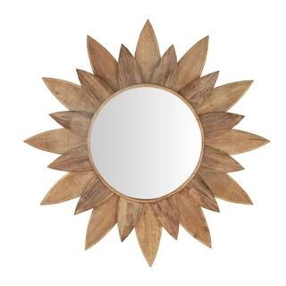 Home Decorators Collection Medium Sunburst Brown Antiqued Art Deco Accent Mirror (34 in. Diameter... | The Home Depot