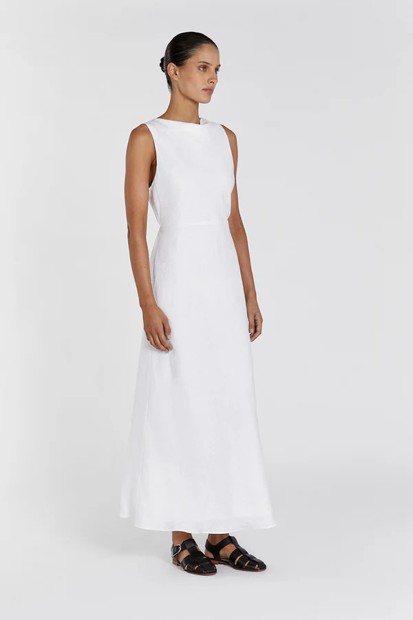 HARMONY WHITE LINEN MAXI DRESS | DISSH