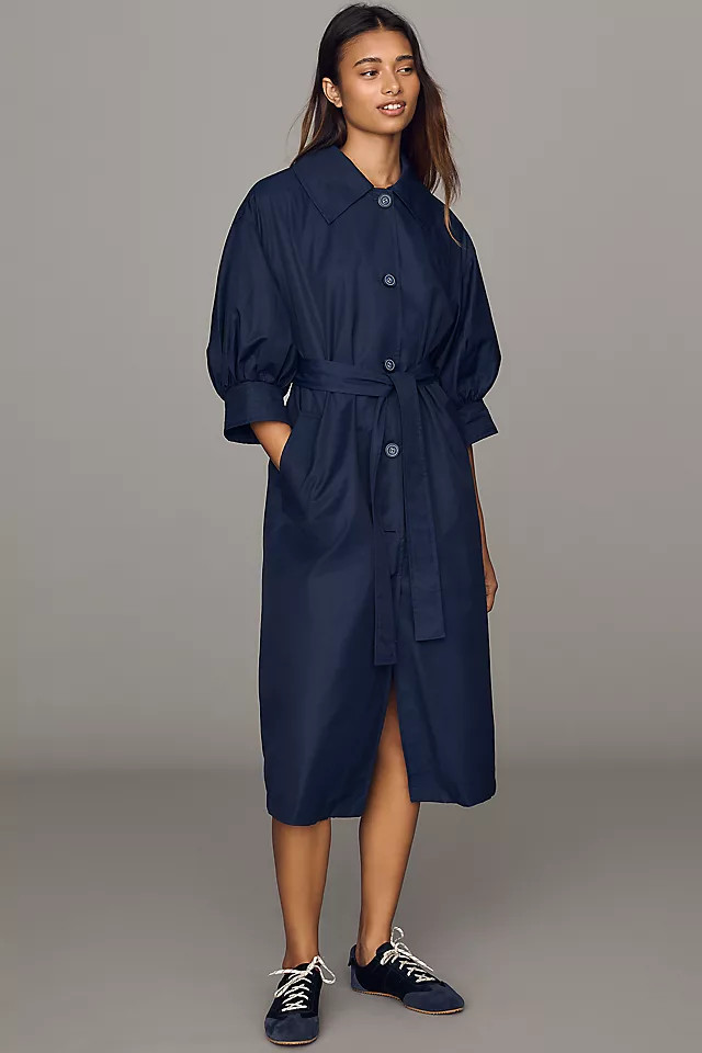 Crop-Sleeve Trench Coat Jacket | Anthropologie (US)