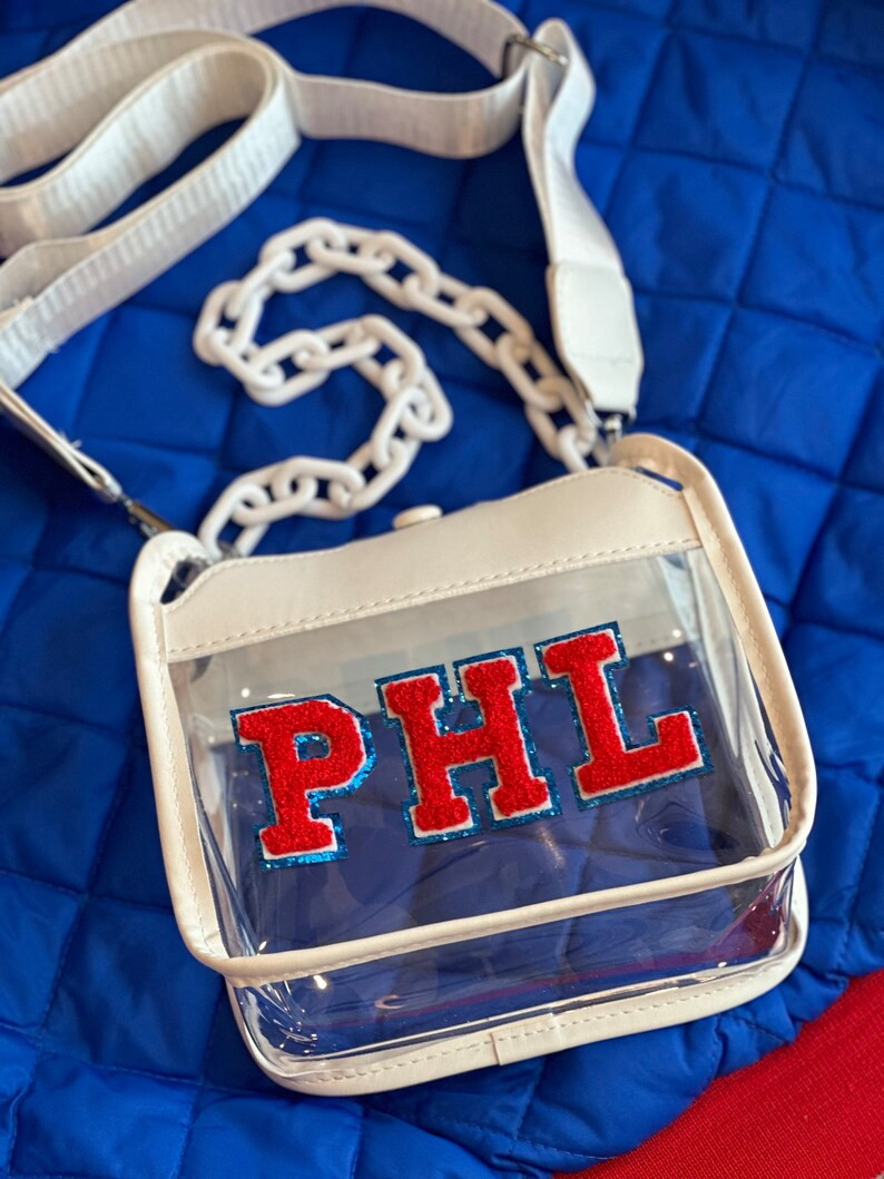 PHL Clear Crossbody Bag – Stadium Approved | White Chain Strap + Adjustable Crossbody | Game Da... | Etsy (Global)