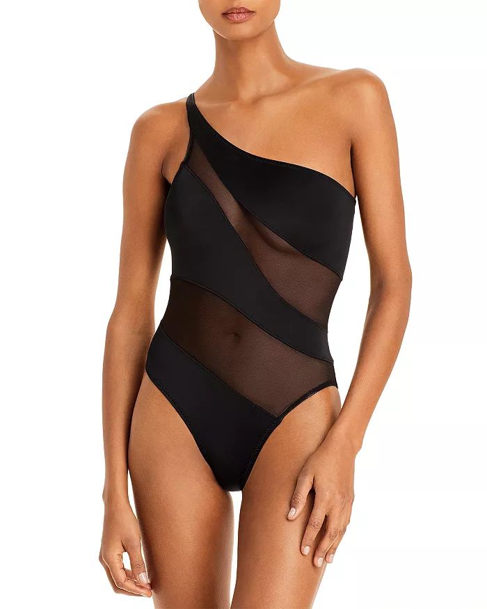 Illusion Mesh One Shoulder One Piece Swimsuit | Bloomingdale's (US)