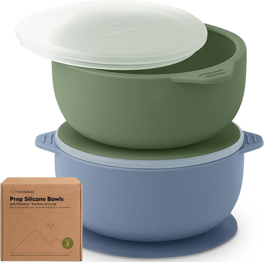 KeaBabies 2-Pack Baby Bowls with Suctions, Lids - Silicone Toddler Suction Bowls for Baby Boy, Gi... | Amazon (US)