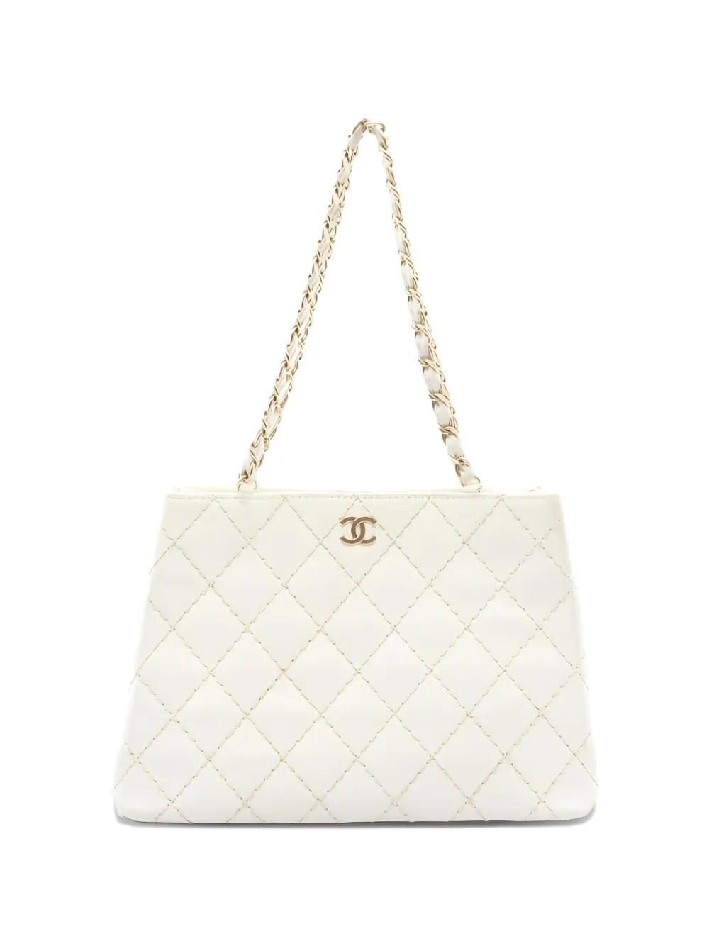 CHANEL Pre-Owned 2000s medium Wild Stitch CC-logo chain-strap shoulder bag - Neutrals | Farfetch Global