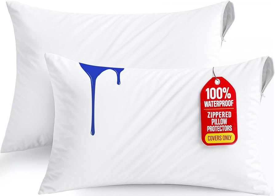 Utopia Bedding Set of 2 Waterproof Pillow Protectors with Zipper King Size (White), Ultra Soft Pi... | Amazon (US)