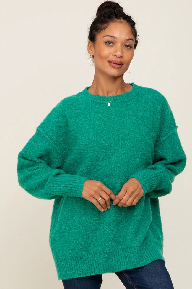 Green Fuzzy Knit Sweater | PinkBlush Maternity