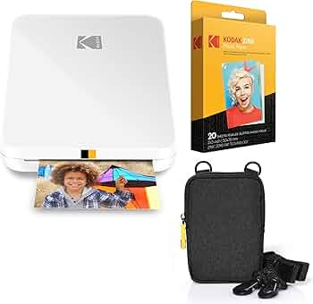 KODAK Step Slim Instant Mobile Photo Printer 2x3 Zink Paper (White) Kit: 20 Pack Zink Paper, case | Amazon (US)