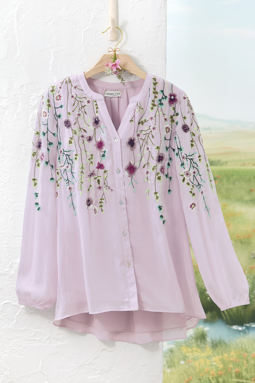 Field of Flowers Embroidered Blouse | Coldwater Creek