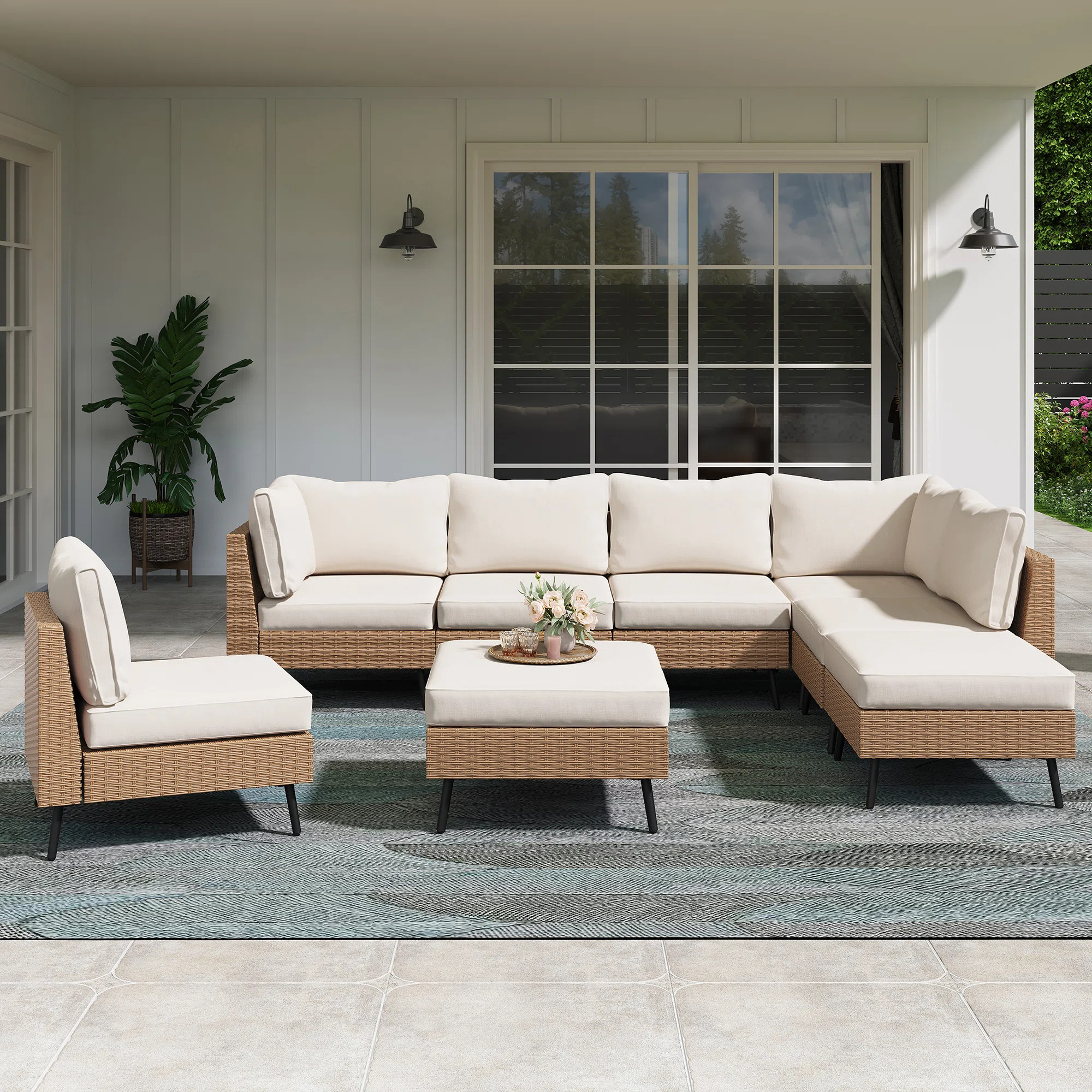 Greysun 8 - Person Modular Patio Conversation Sets with Cushions | Wayfair North America