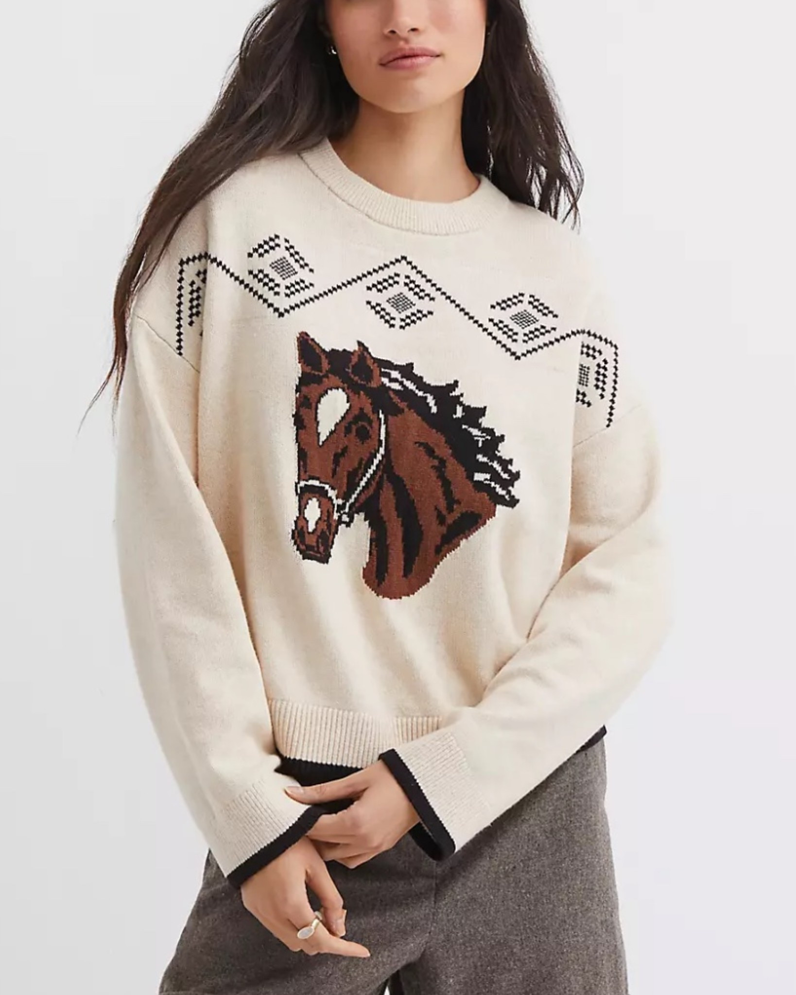 Dreamy, soft & just a little bit western 🐎 This horse sweater is the cutest cozy layer for fall — relaxed fit & so easy to style with denim or skirts.

#LTKFindsUnder50 #LTKSeasonal #LTKFallSale