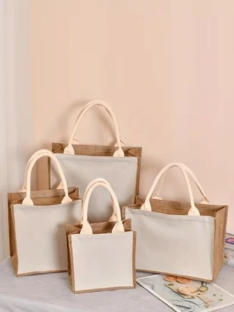 1pc, DIY Burlap Bag , Laminated Waterproof Vintage Linen Bag, Jute Tote Bag, Gift Bag, Mothers' D... | SHEIN