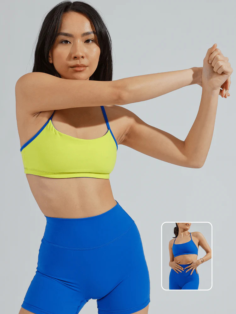Reversible Sports Bra - H2O Blue and Tiki Yellow | Buffbunny