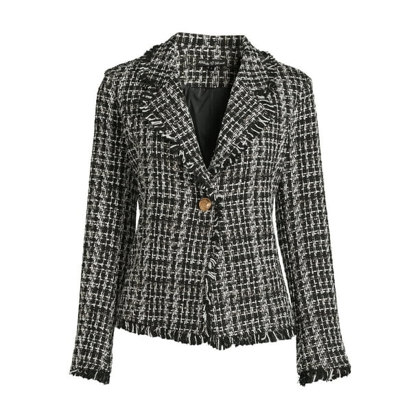 Attitude Unknown Women's Fancy Tweed Structured Blazer, Sizes XS-XL | Walmart (US)