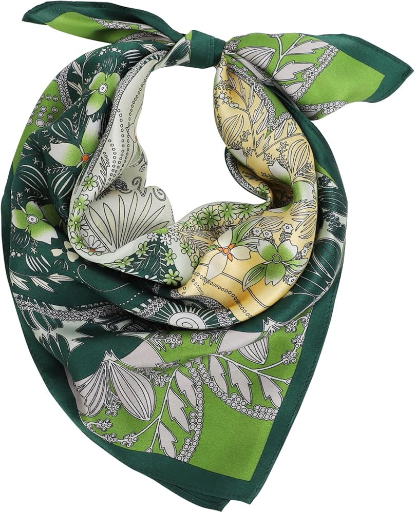 Amyzavls 100% Mulberry Silk Scarf for Women, Green 21 x 21 Inch Silk Neckscarf, Lightweight Squar... | Amazon (US)