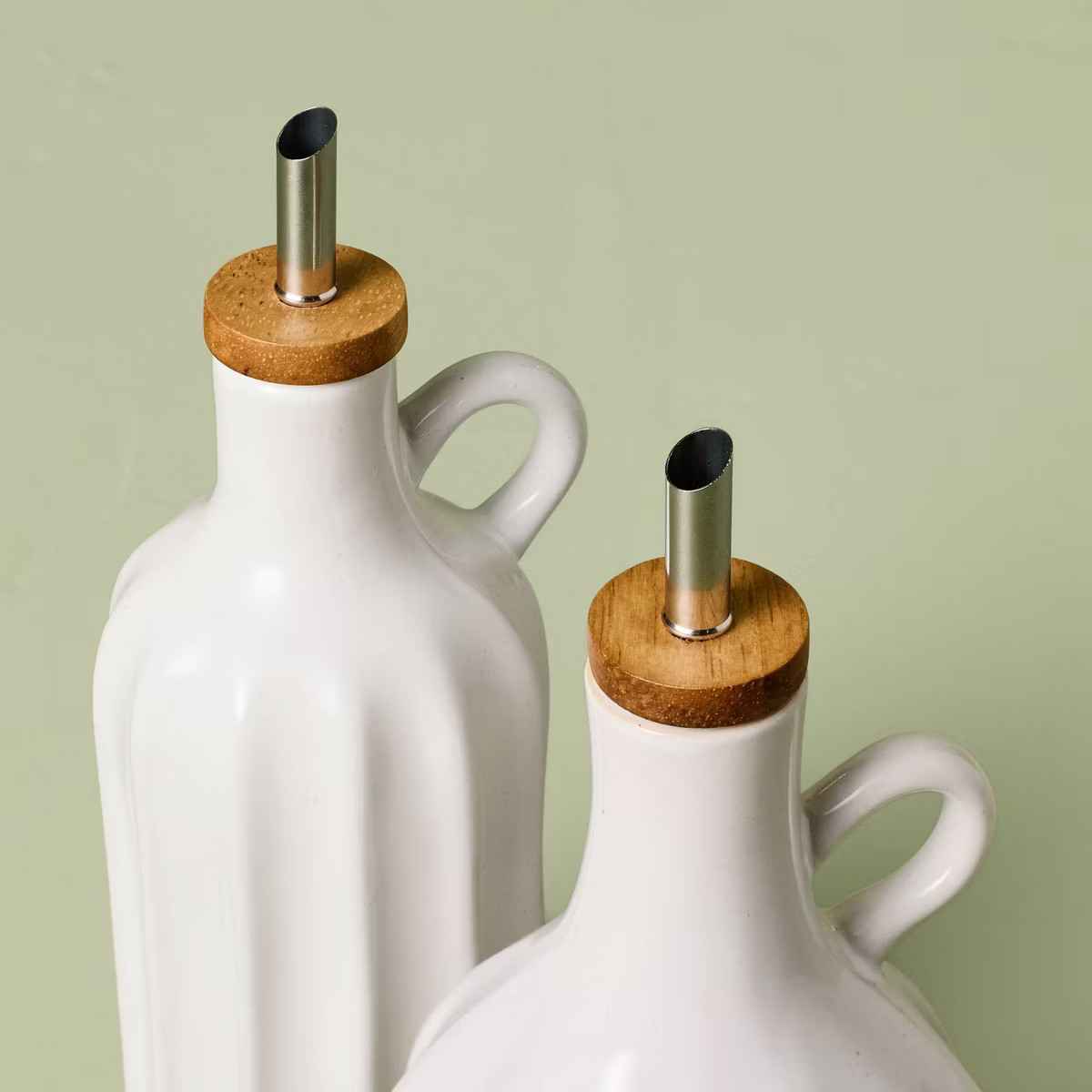10oz 2pc Stoneware Oil and Vinegar Set Sour Cream - Hearth & Hand™ with Magnolia | Target