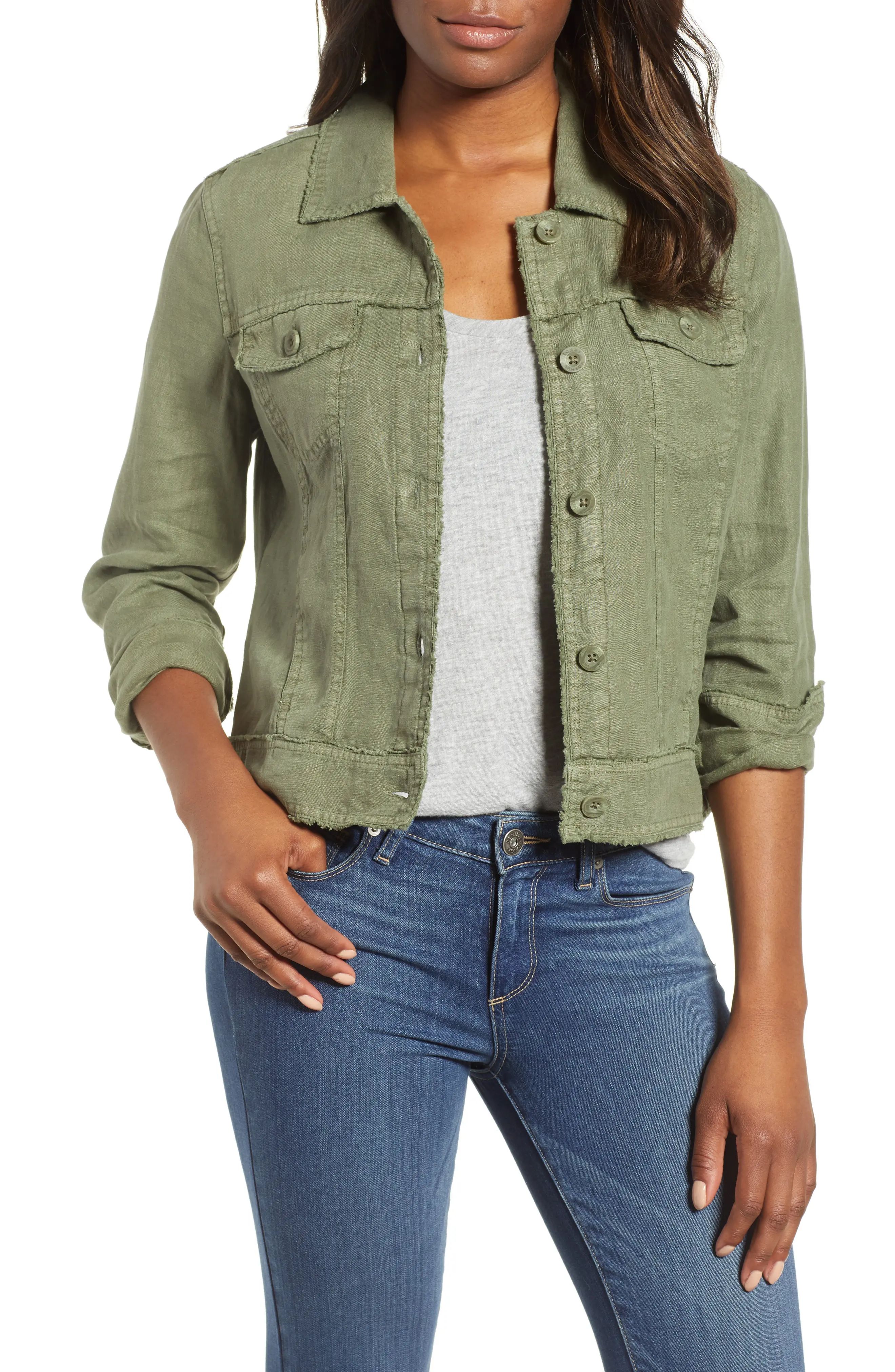 Women's Tommy Bahama 'Two Palms' Linen Raw Edge Jacket, Size X-Large - Green | Nordstrom