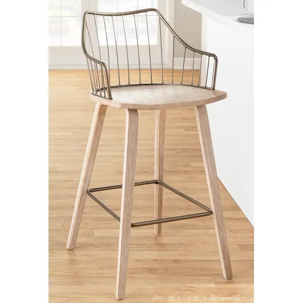 The Gray Barn Winston Counter Stool - White Washed Wood/Antique Copper Metal | Bed Bath & Beyond