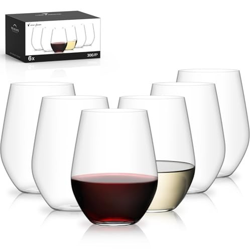 Unbreakable Plastic Stemless Wine Glasses Set of 6, Tritan Plastic Wine Glass BPA Free, Reusable Drinking Glassware for Outdoor Use, Poolside, Party, Camp, 16 OZ Clear | Amazon (US)