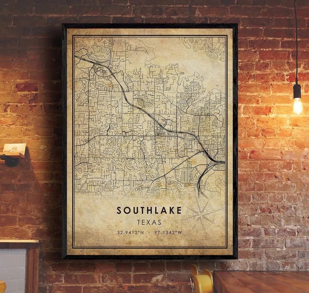 Southlake Map Print | Southlake Map | Texas Map Art | Southlake City Road Map Poster | Vintage Gi... | Etsy (US)