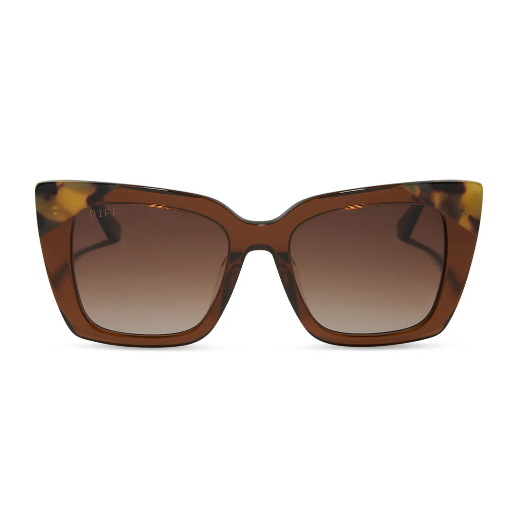 LIZZY - WHISKEY CRYSTAL W BROWN KOMBU TIPS + BROWN GRADIENT + POLARIZED SUNGLASSES | DIFF Eyewear