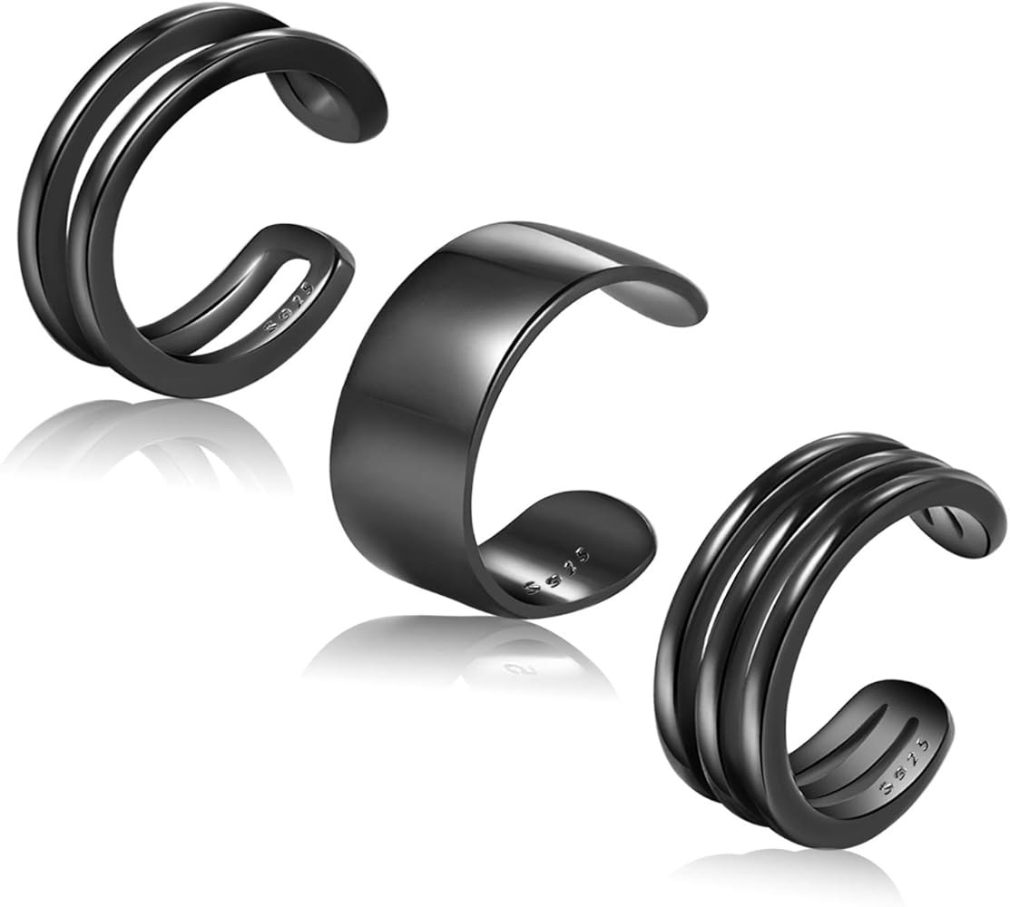 CHIC & ARTSY 925 Sterling Silver Ear Cuffs for Women, Non Piercing Clip On Cartilage Cuffs, Adjus... | Amazon (US)