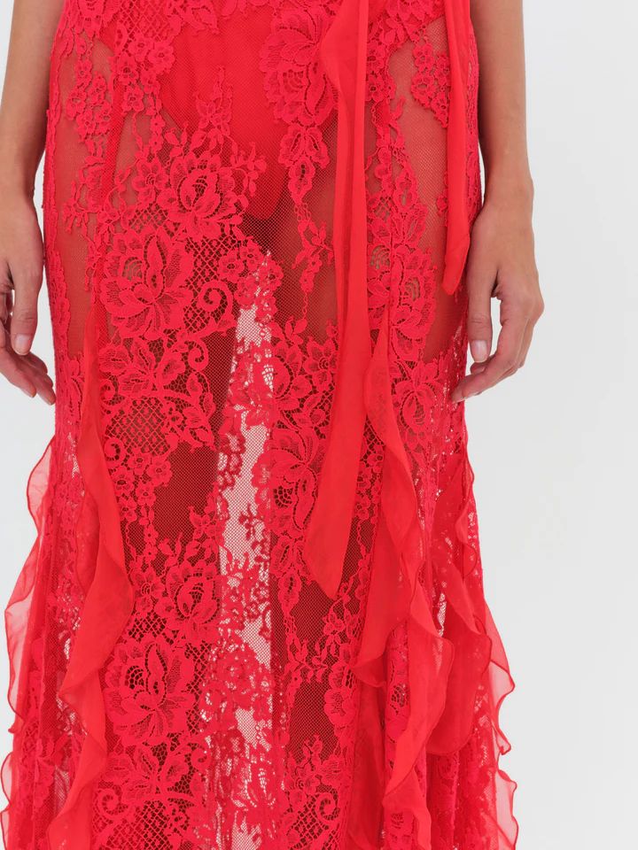 Shirley Lace Maxi Dress — Red | For Love & Lemons