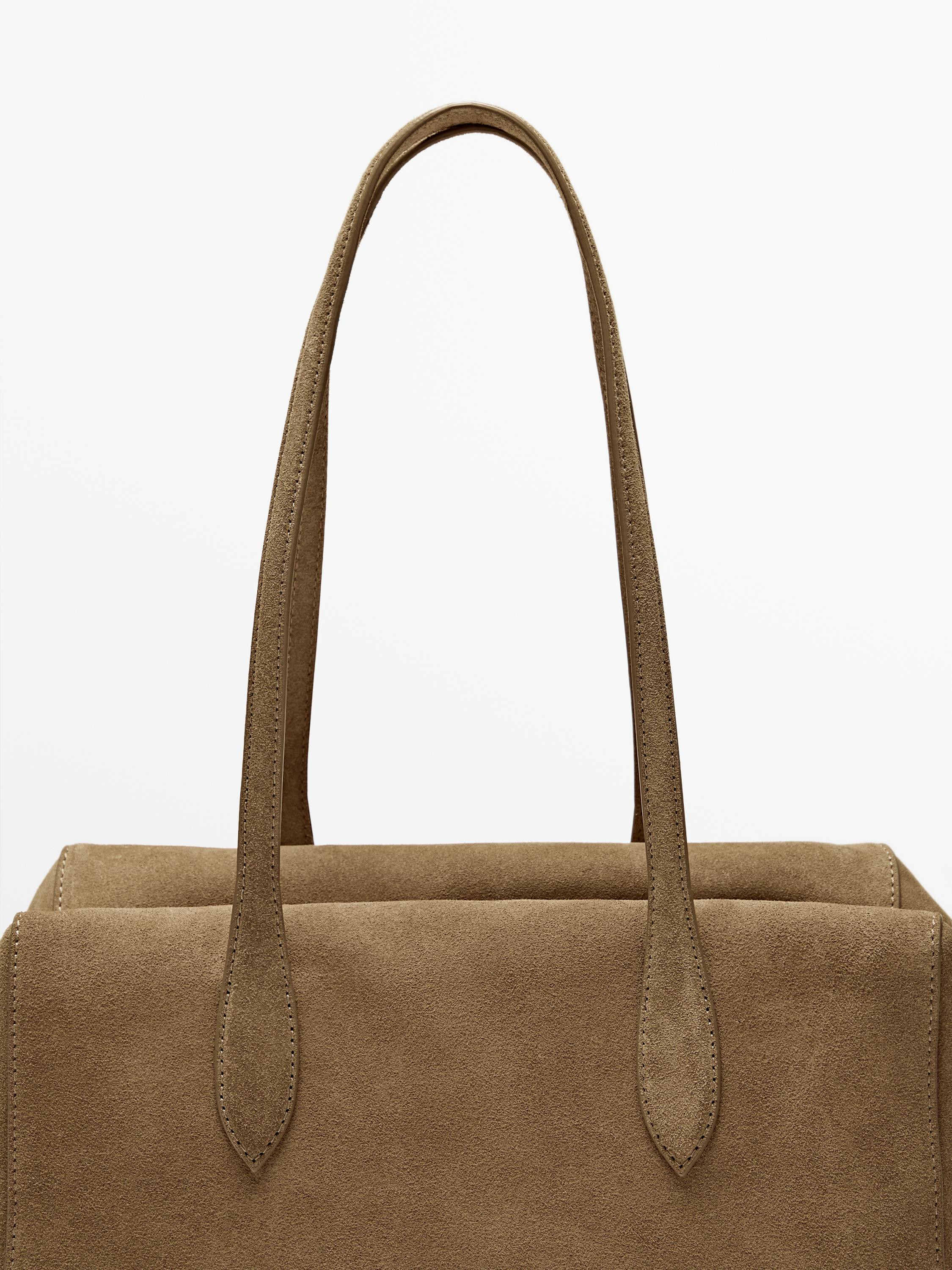 Split suede satchel bag | Massimo Dutti US