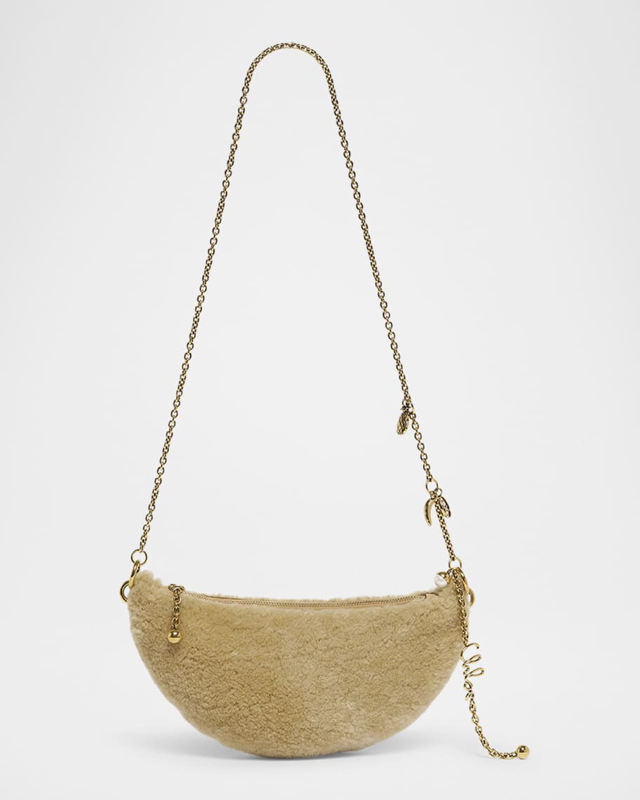 Chloe Charm-Embellished Shearling Shoulder Bag | Neiman Marcus