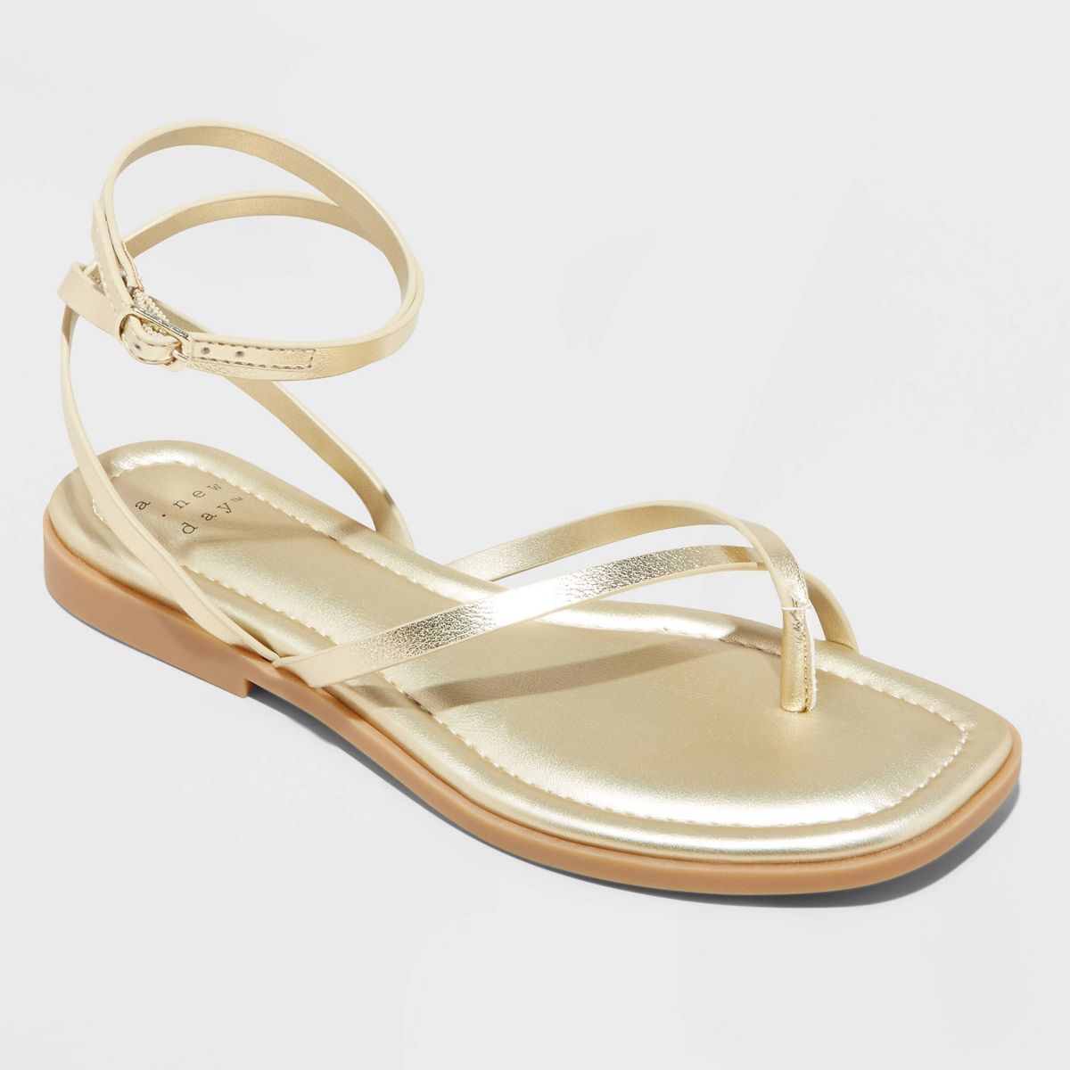Women's Luisa Ankle Strap Thong Sandals - A New Day™ Gold 9 | Target