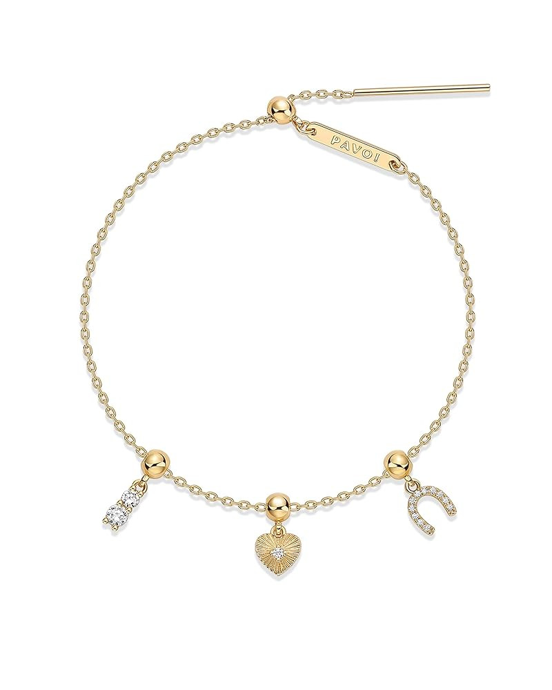 PAVOI 14K Gold Plated Bracelet for Women | Adjustable 7-Inch Sliding Ball Charm Bracelet Set with... | Amazon (US)