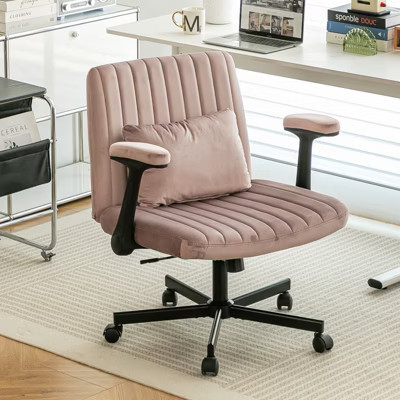 Velvet Office Chair with Wheels, Adjustable Upholstered Desk Chair with Armrests, Swivel Vanity Chair for Home Office Bedroom, Pink | Target