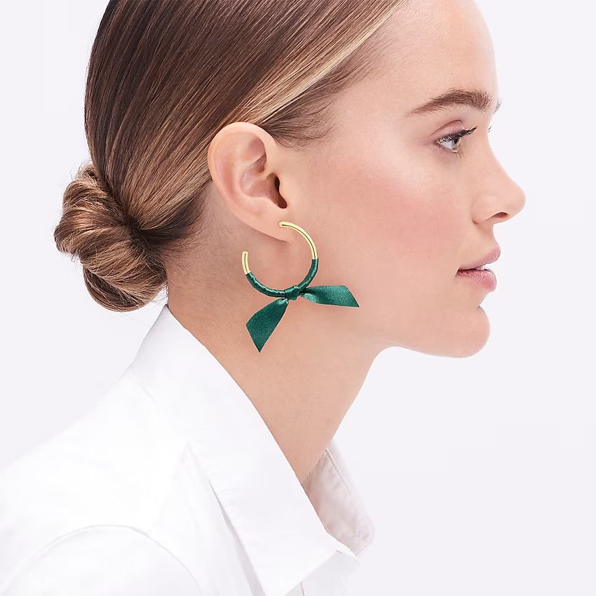Ribbon-wrapped hoop earrings | J.Crew Factory
