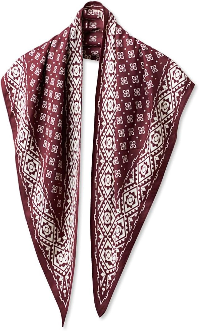 LumiSyne Triangle Scarf Retro Horse Geometric Chain Pattern Silky Satin Head Kerchief Neck Scarf Hair Wrap Shawl Waist Sash | Amazon (US)
