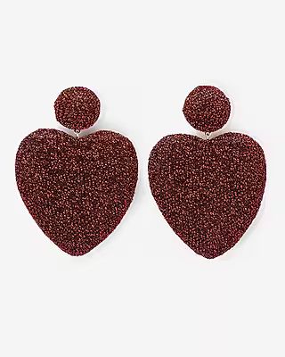 Express Womens Metallic Fabric Heart Drop Earrings Red Women's  Red | Express
