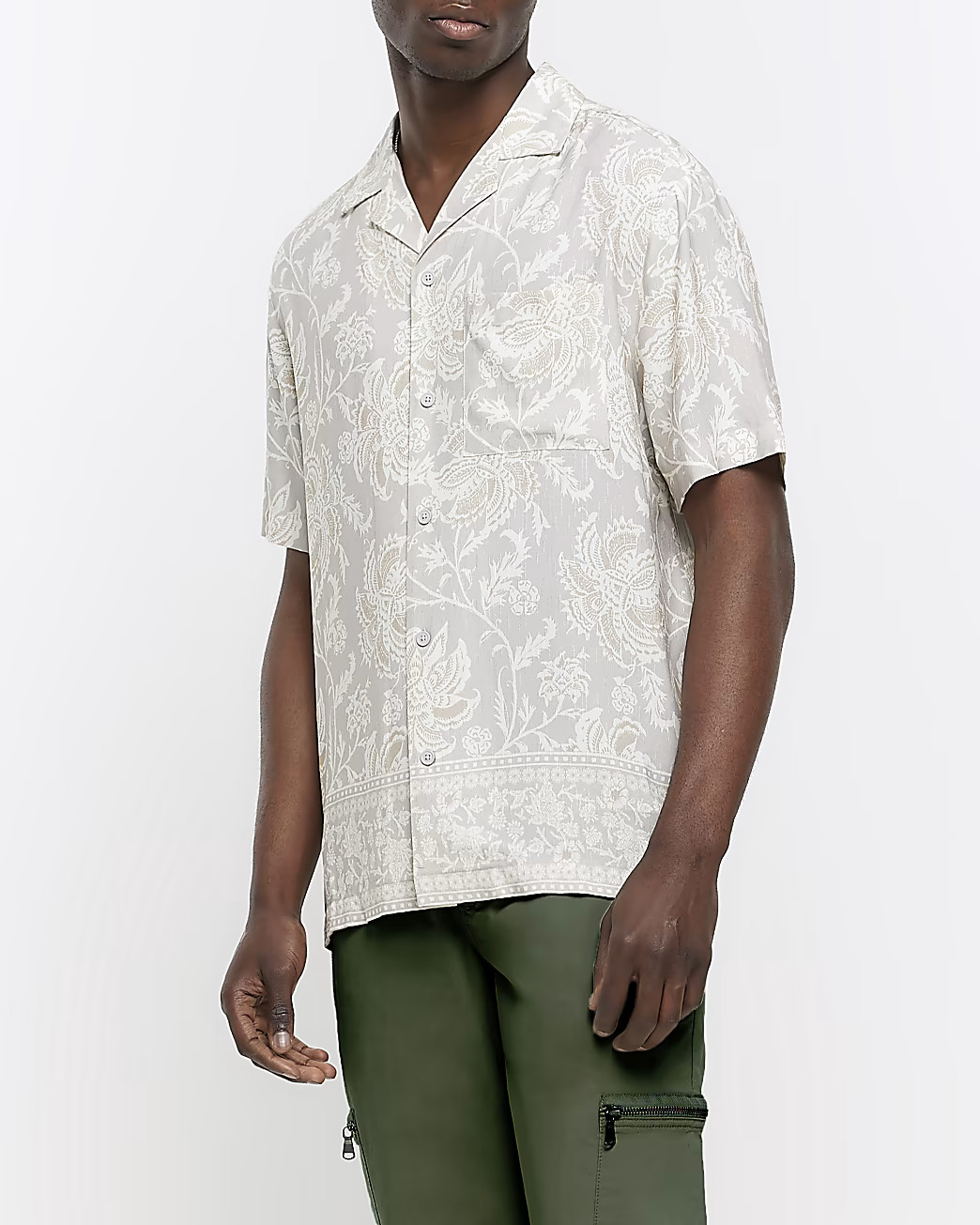 Ecru regular fit paisley print shirt | River Island (UK & IE)