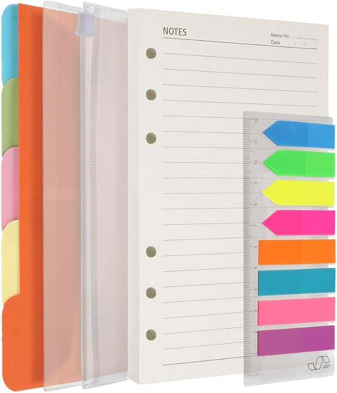 A5 Refill Paper, 200 Lined Pages, 5 Tabs Binder Divider, 160 PCS Index Tabs with Ruler, 2 PCS PVC... | Amazon (US)
