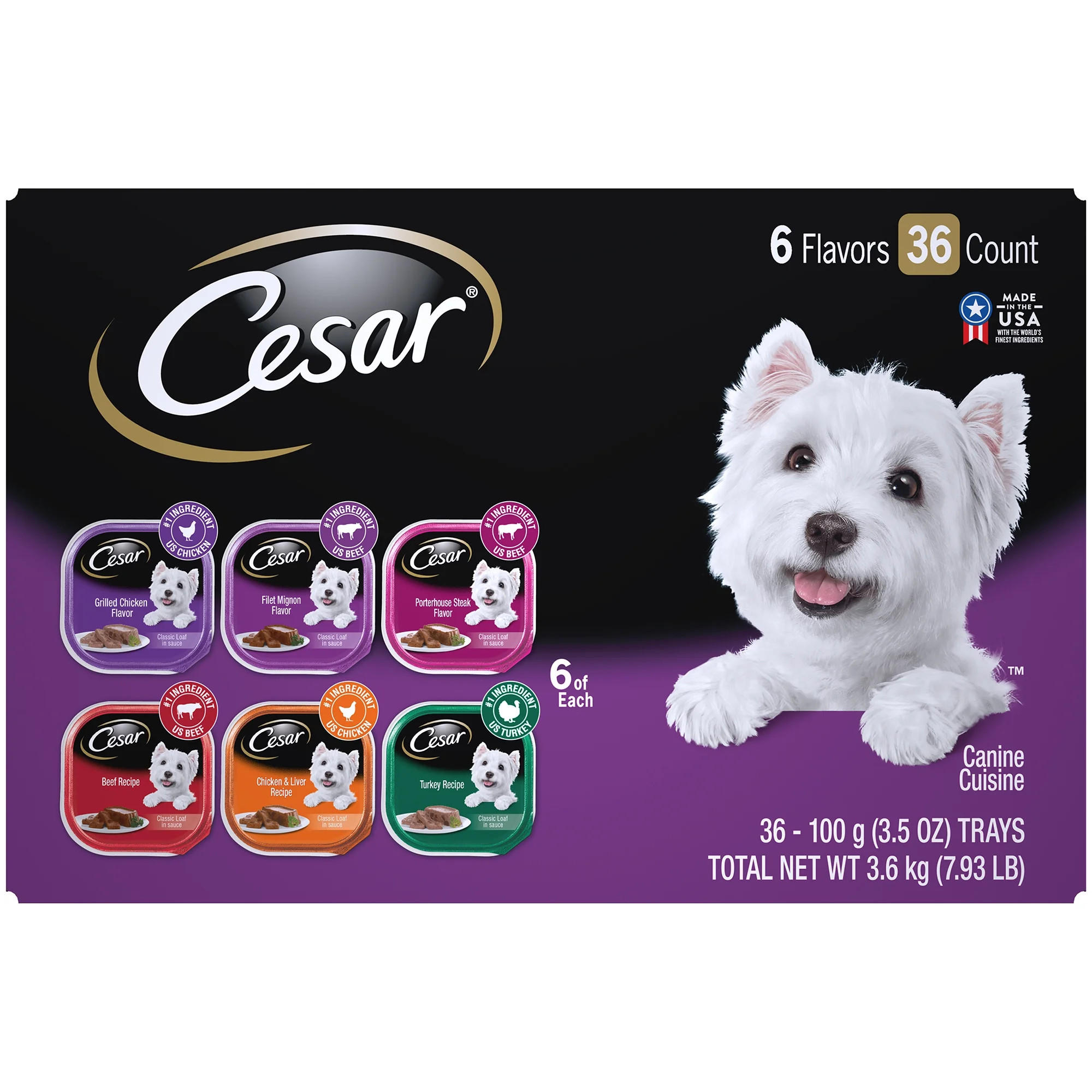 (36 Pack) CESAR Soft Wet Dog Food Classic Loaf in Sauce Grilled Chicken, Filet Mignon, Porterhous... | Walmart (US)